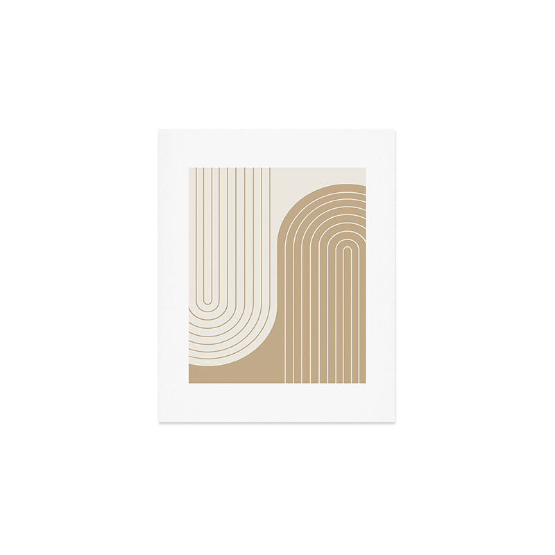 Two Tone Line Curvature LXV Earthy Boho Modern Arch Abstract Art Print Gallery Image 1