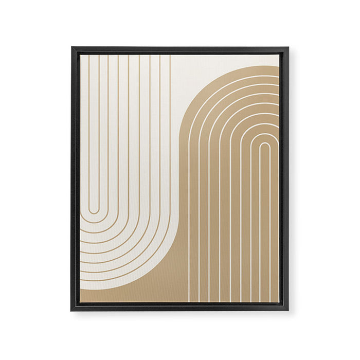 Two Tone Line Curvature LXV Earthy Boho Modern Arch Abstract Framed Canvas Print Gallery Image 1