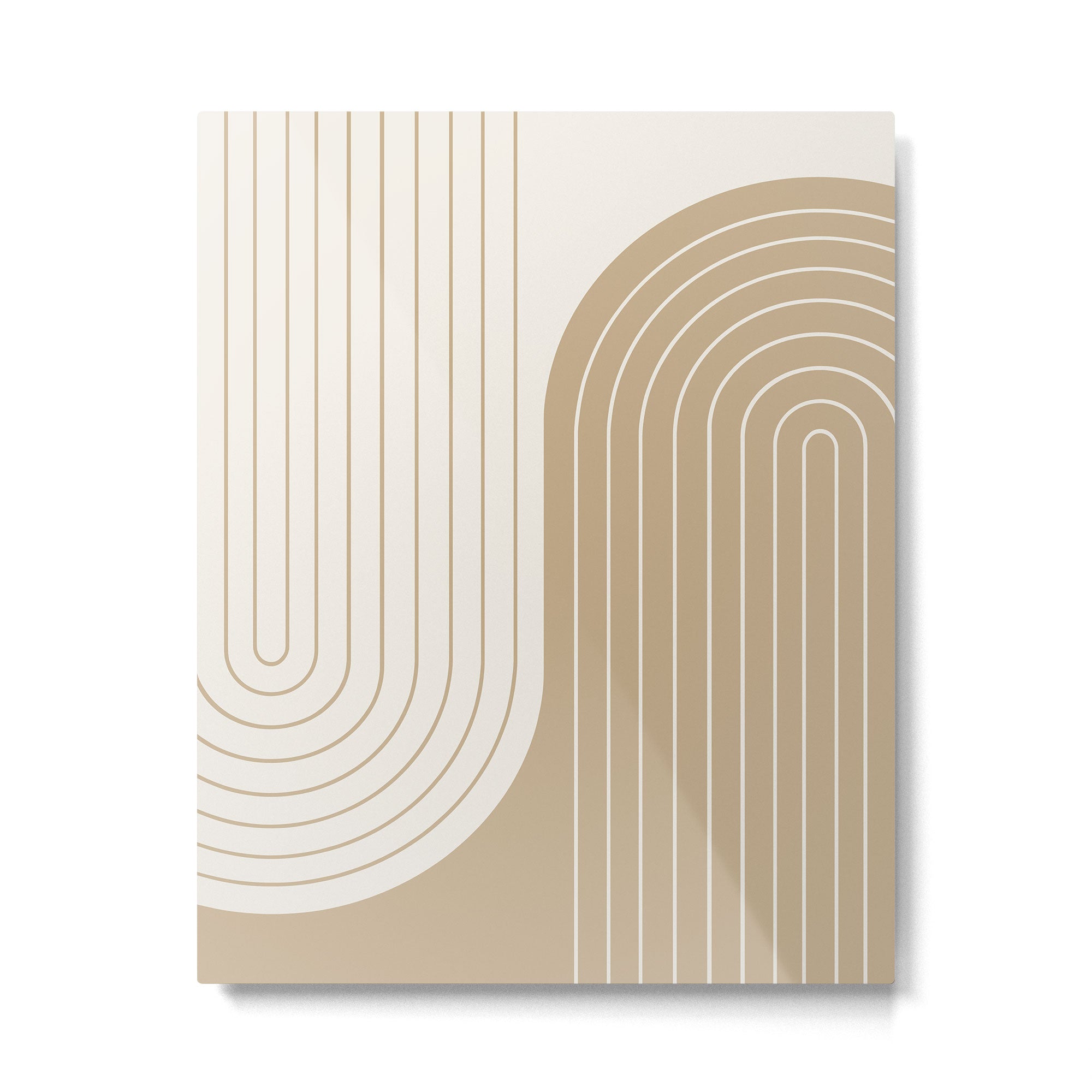 Two Tone Line Curvature LXV Earthy Boho Modern Arch Abstract Metal Print Gallery Image 4