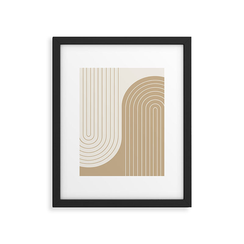 Two Tone Line Curvature LXV Earthy Boho Modern Arch Abstract Framed Art Print Gallery Image 5