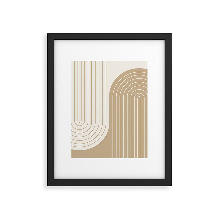 Two Tone Line Curvature LXV Earthy Boho Modern Arch Abstract Framed Art Print Gallery Image 1