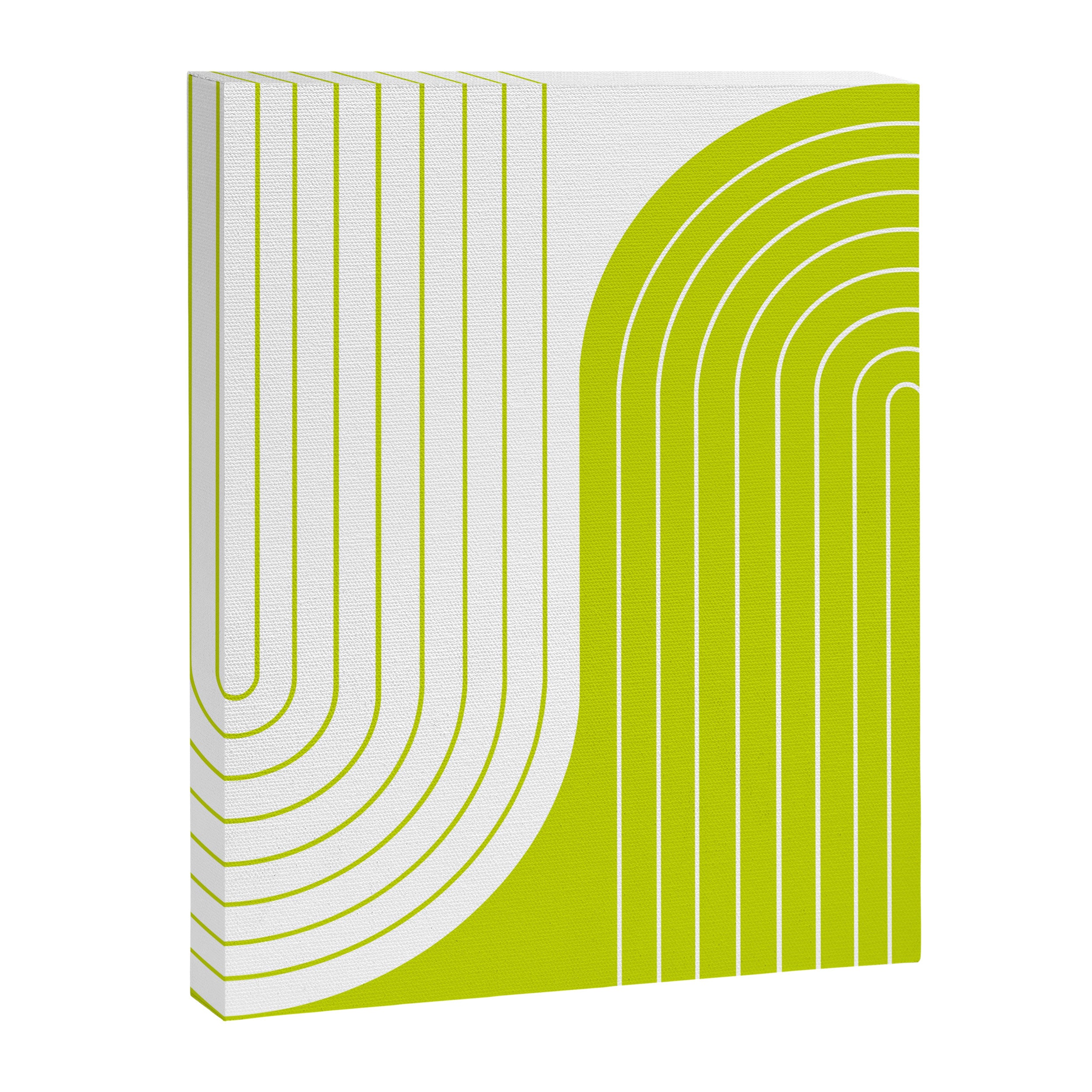 Two Tone Line Curvature LXXVII Lime Green Modern Arch Abstract Canvas Print Gallery Image 6