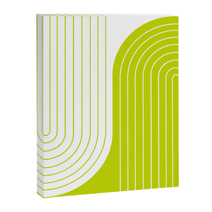 Two Tone Line Curvature LXXVII Lime Green Modern Arch Abstract Canvas Print Gallery Image 1