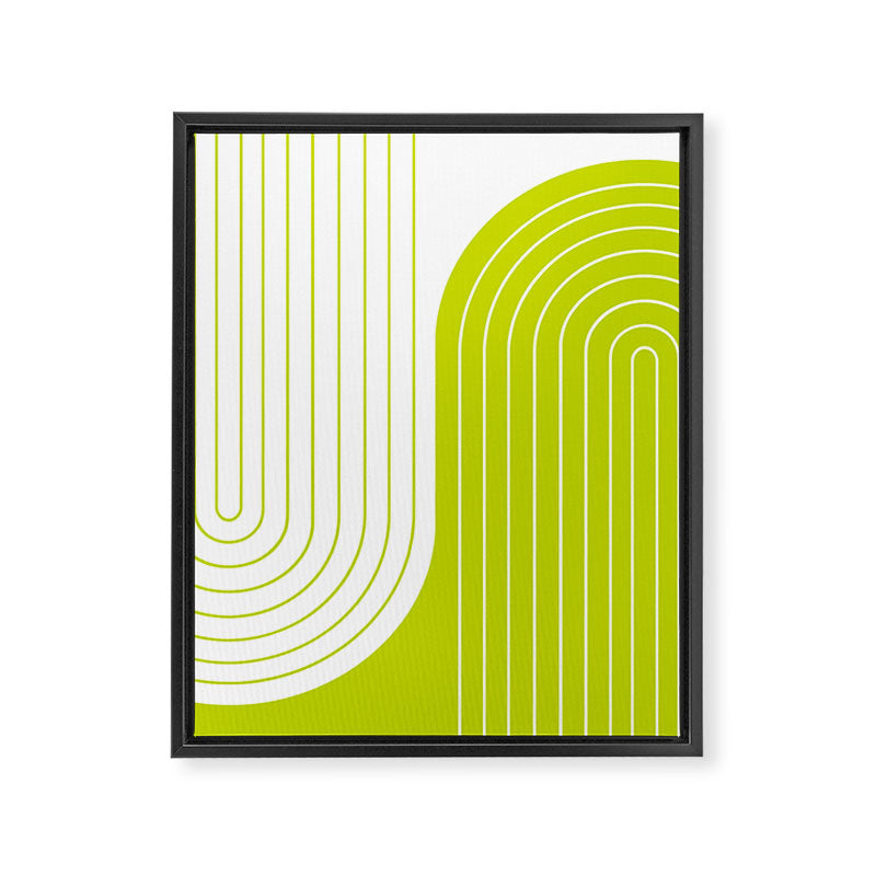 Two Tone Line Curvature LXXVII Lime Green Modern Arch Abstract Framed Canvas Print Gallery Image 6
