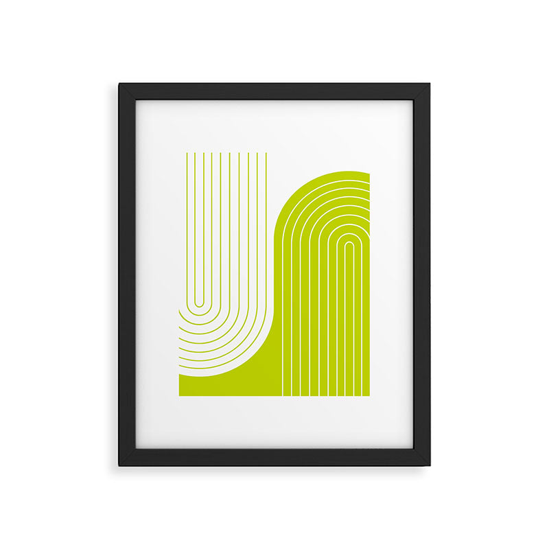 Two Tone Line Curvature LXXVII Lime Green Modern Arch Abstract Framed Art Print Gallery Image 5