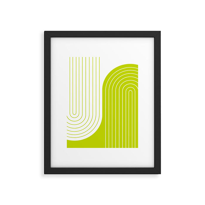 Two Tone Line Curvature LXXVII Lime Green Modern Arch Abstract Framed Art Print Gallery Image 1