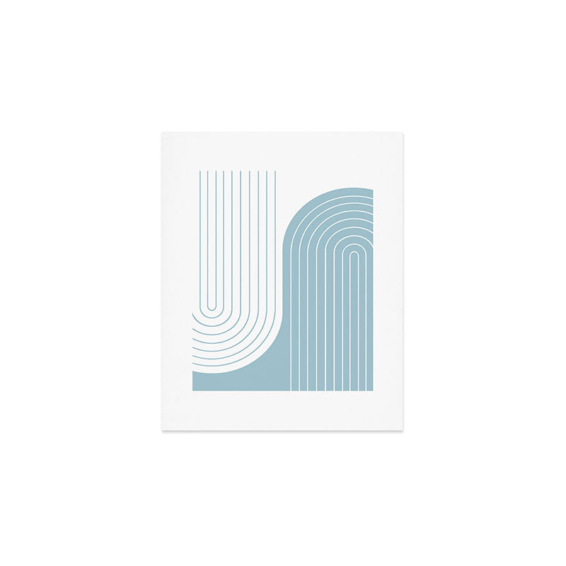Two Tone Line Curvature XV Sky Blue Modern Arch Abstract Art Print Gallery Image 1