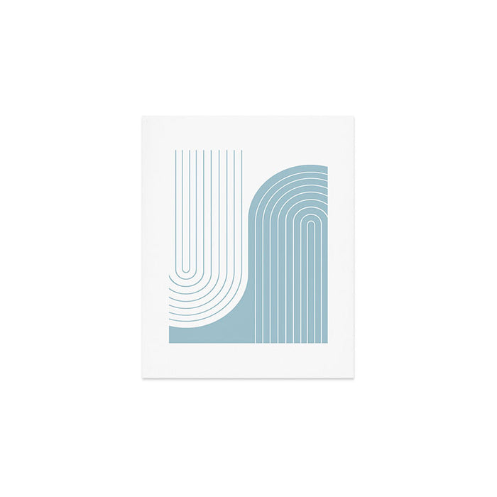 Two Tone Line Curvature XV Sky Blue Modern Arch Abstract Art Print Gallery Image 1