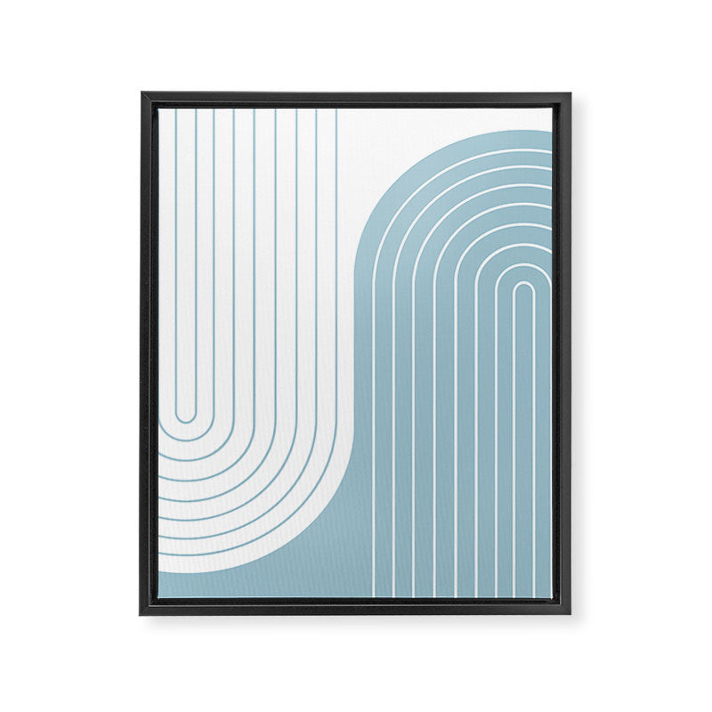 Two Tone Line Curvature XV Sky Blue Modern Arch Abstract Framed Canvas Print Gallery Image 6