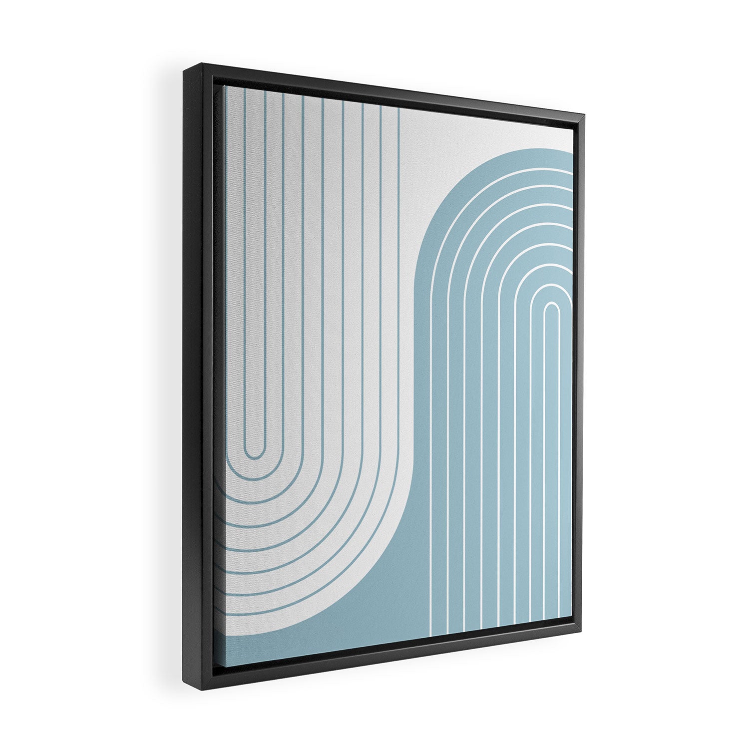 Two Tone Line Curvature XV Sky Blue Modern Arch Abstract Framed Canvas Print Gallery Image 2