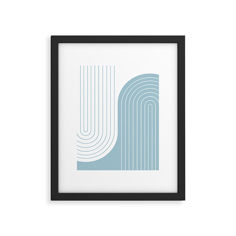 Two Tone Line Curvature XV Sky Blue Modern Arch Abstract Framed Art Print Gallery Image 5