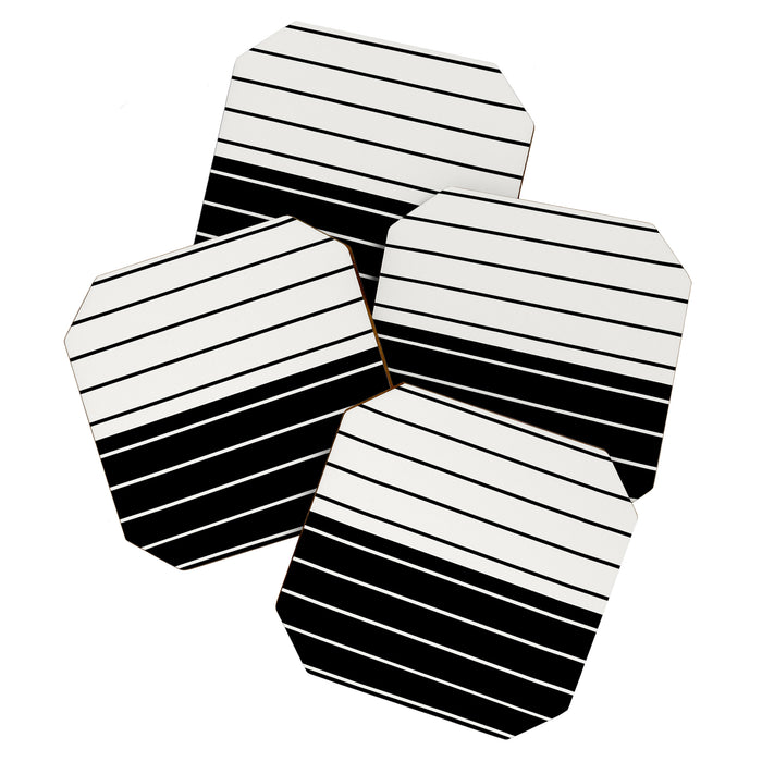 Two Tone Stripes - Black and White Coaster Gallery Image 1