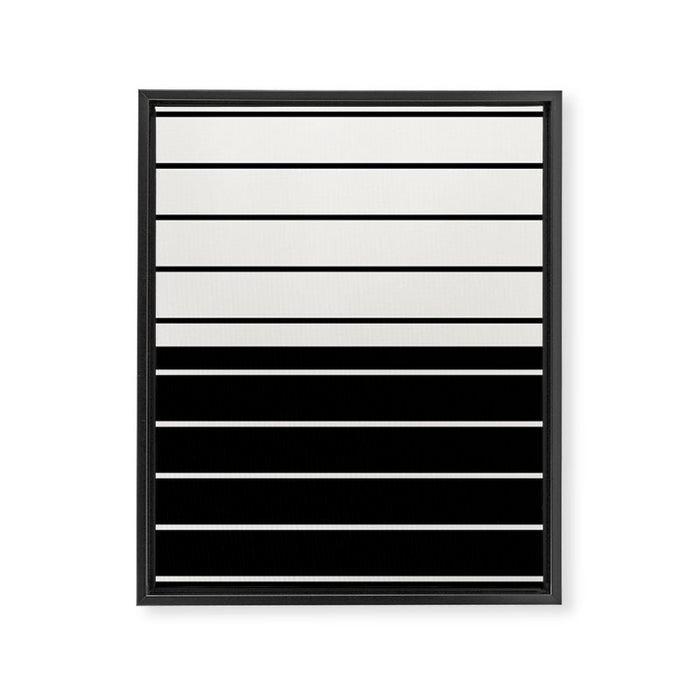 Two Tone Stripes - Black and White Framed Canvas Print Gallery Image 1
