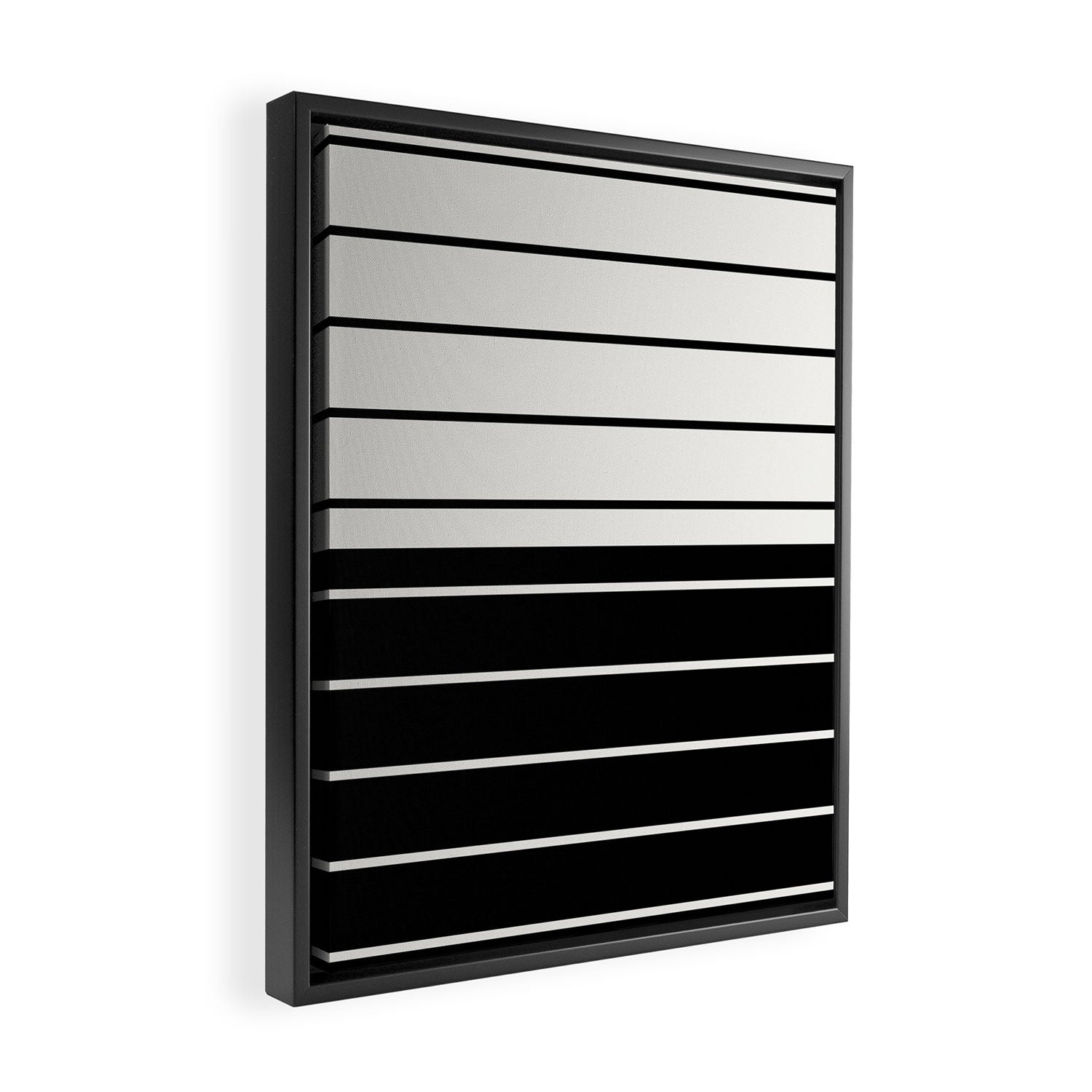 Two Tone Stripes - Black and White Framed Canvas Print Gallery Image 2