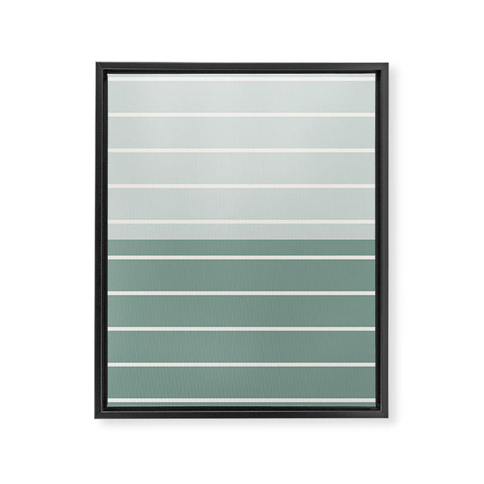 Two Tone Stripes - Sage Framed Canvas Print Gallery Image 1