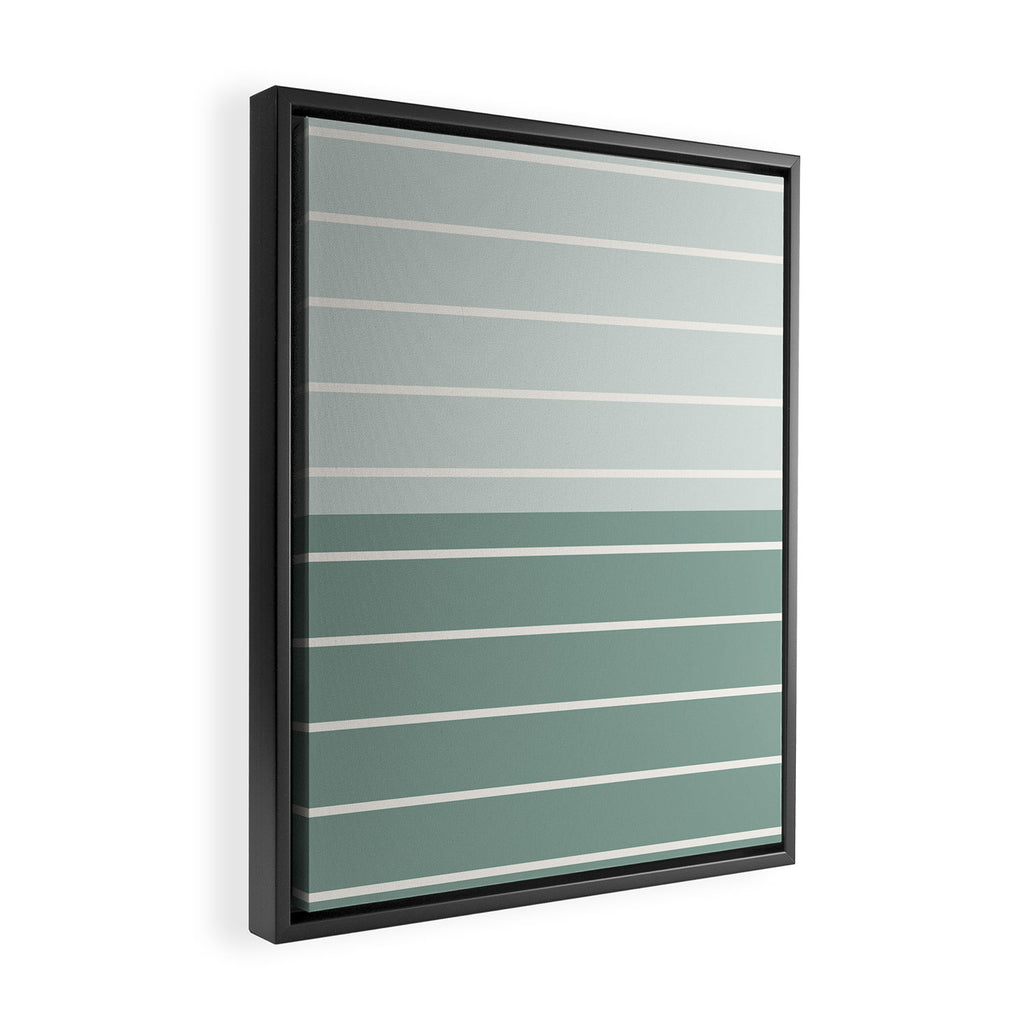 Two Tone Stripes - Sage Framed Canvas Print Gallery Image 2