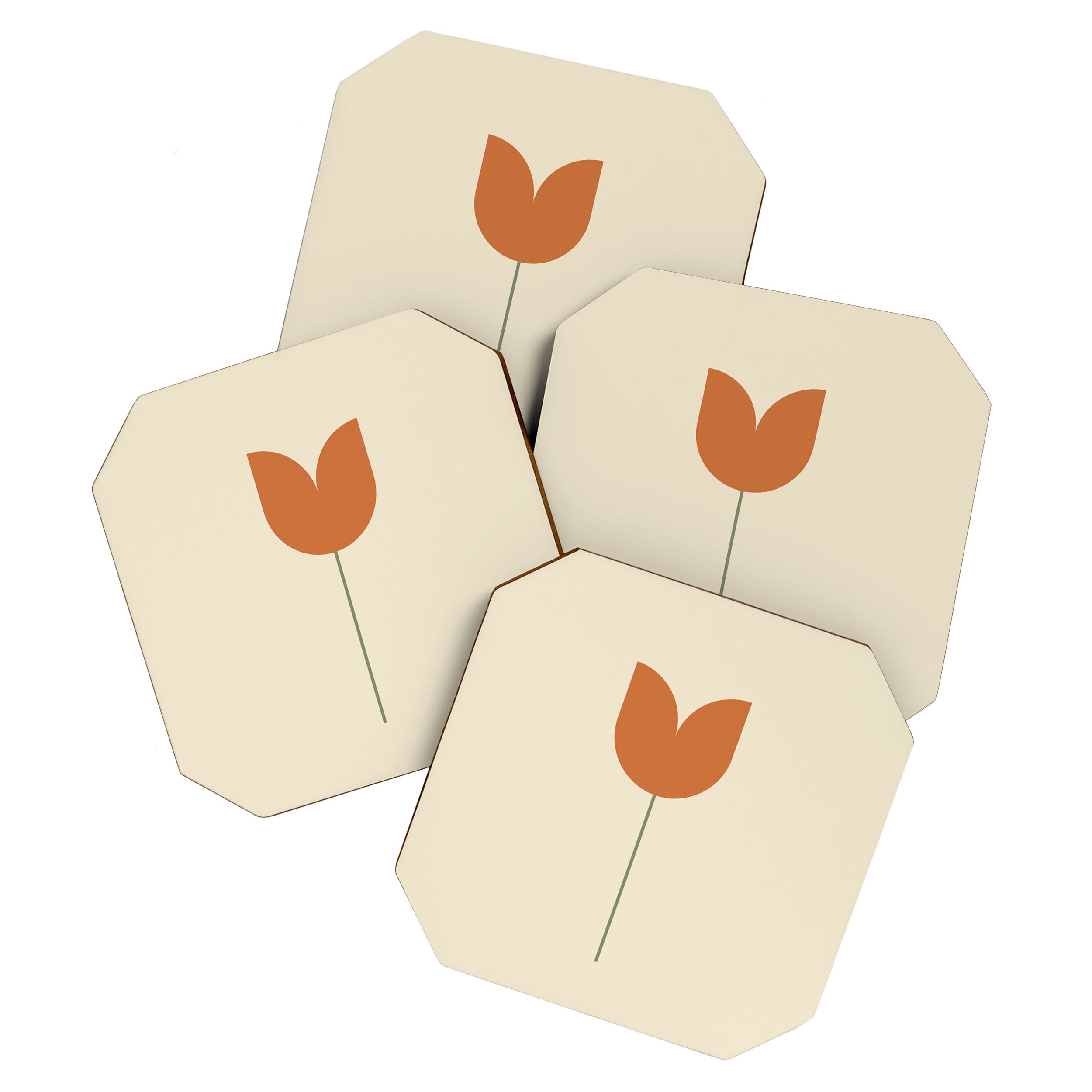 Vintage Tulip Minimalism - Red Coaster Gallery Image 1