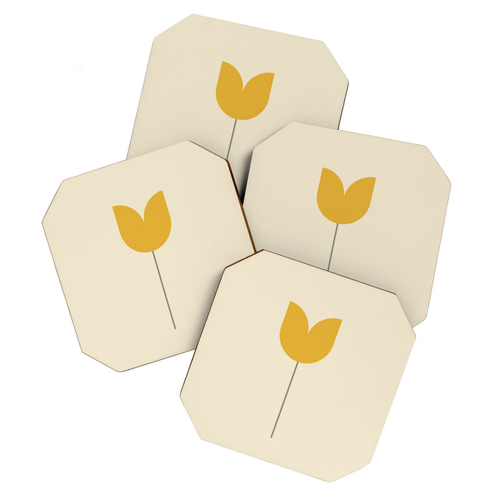 Vintage Tulip Minimalism - Yellow Coaster Gallery Image 1