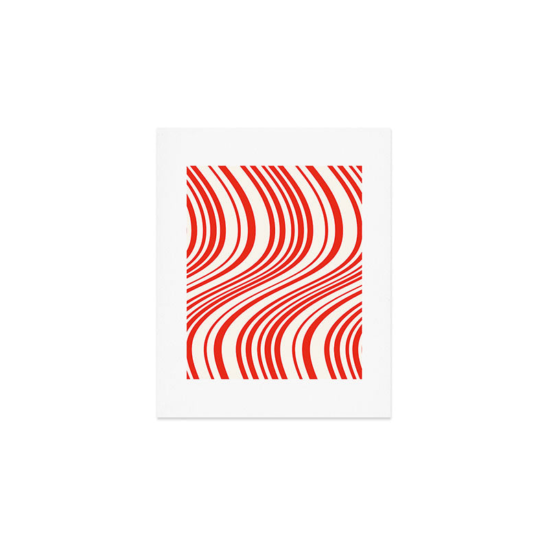 Wavy Stripes I - Red & White Candy Cane Art Print Gallery Image 1