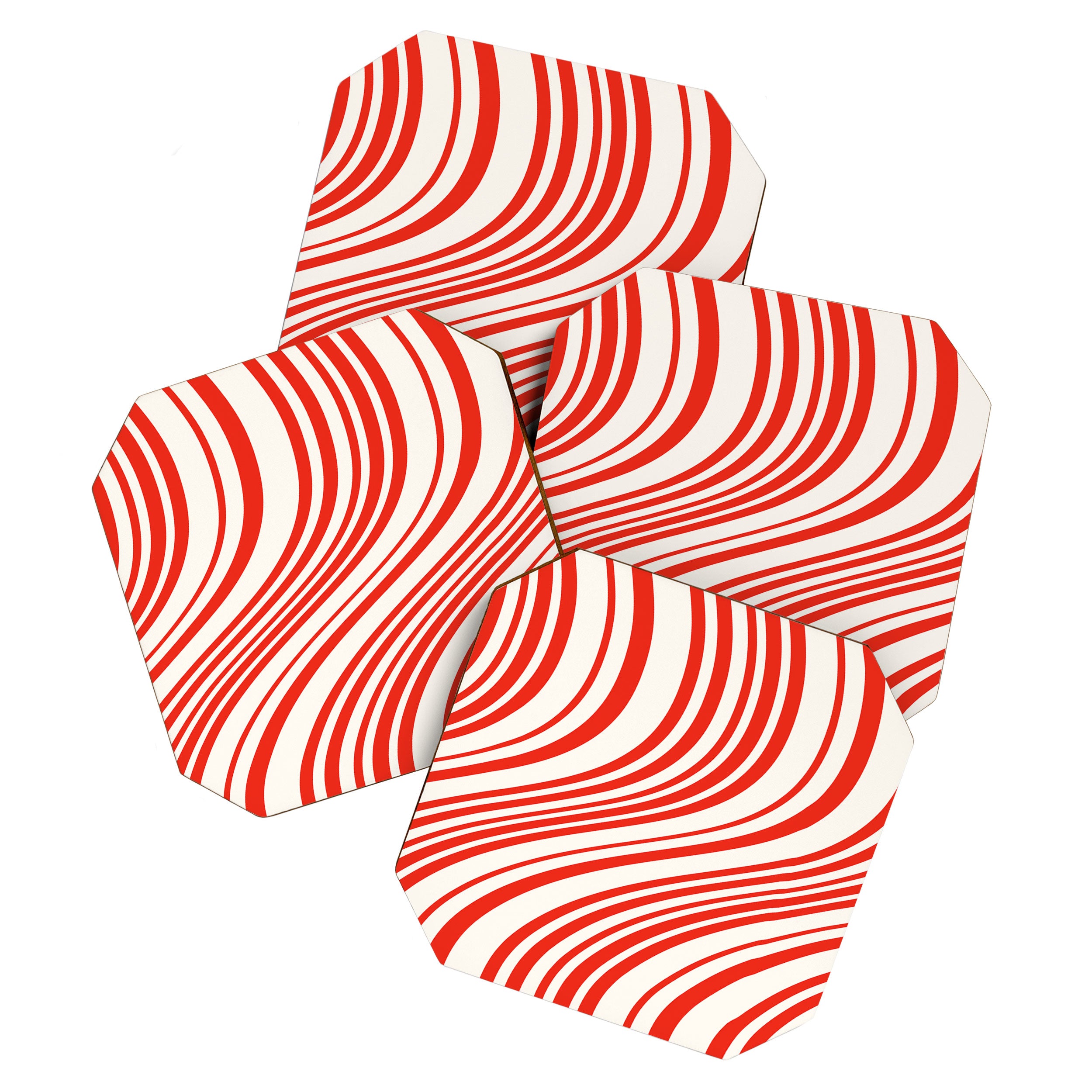 Wavy Stripes I - Red & White Candy Cane Coaster Gallery Image 1