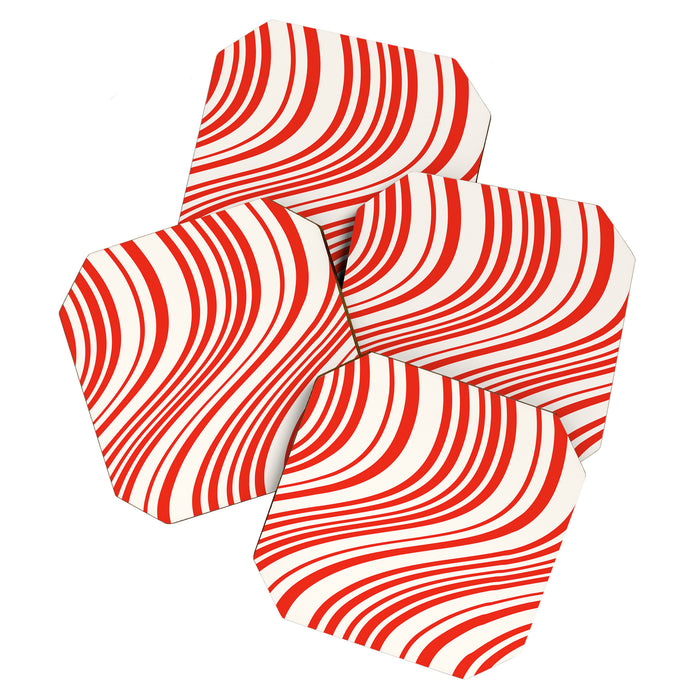 Wavy Stripes I - Red & White Candy Cane Coaster Gallery Image 1