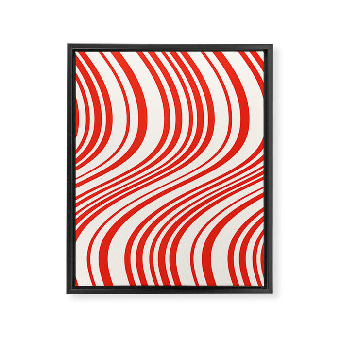 Wavy Stripes I - Red & White Candy Cane Framed Canvas Print Gallery Image 1