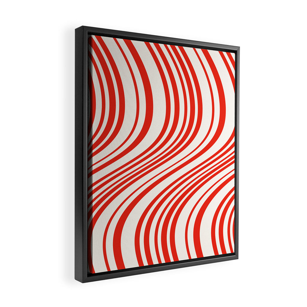 Wavy Stripes I - Red & White Candy Cane Framed Canvas Print Gallery Image 2