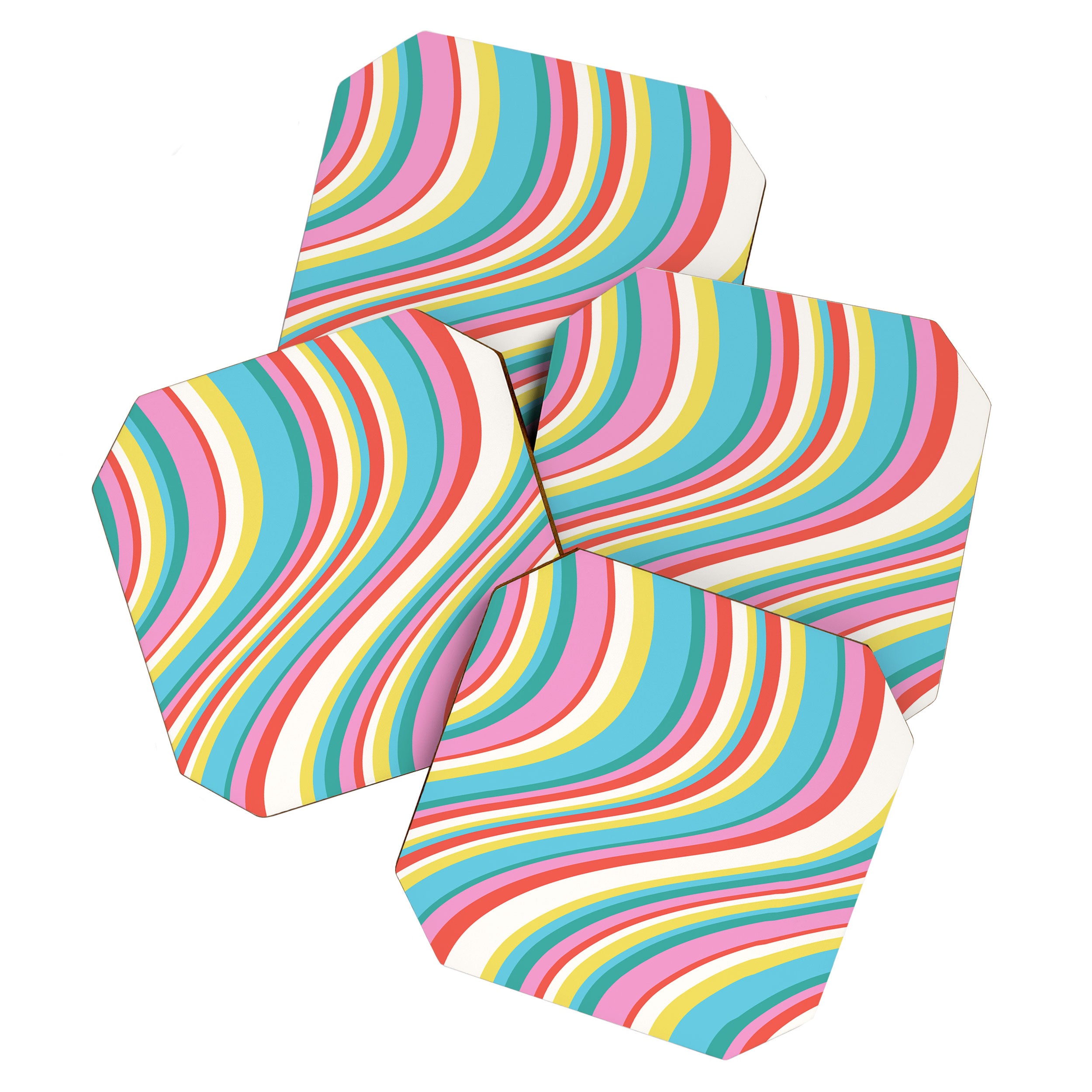  Wavy Stripes II - 60s Candy Rainbow Coaster Gallery Image 1