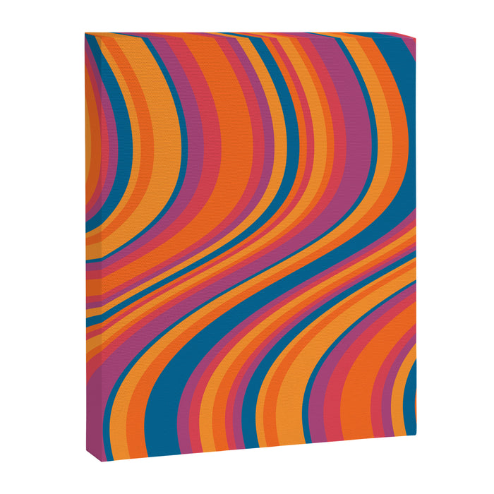 Wavy Stripes III - Retro Rainbow Canvas Print Gallery Image 1