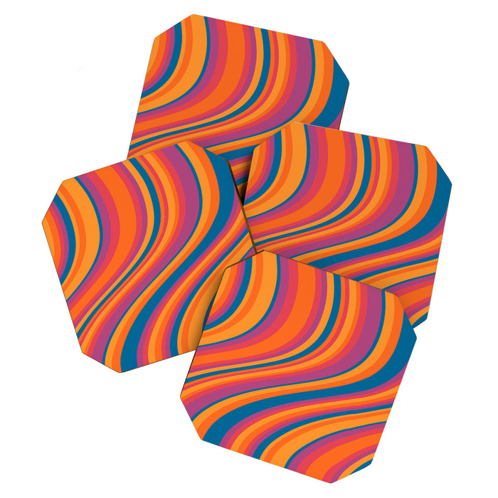 Wavy Stripes III - Retro Rainbow Coaster Gallery Image 1