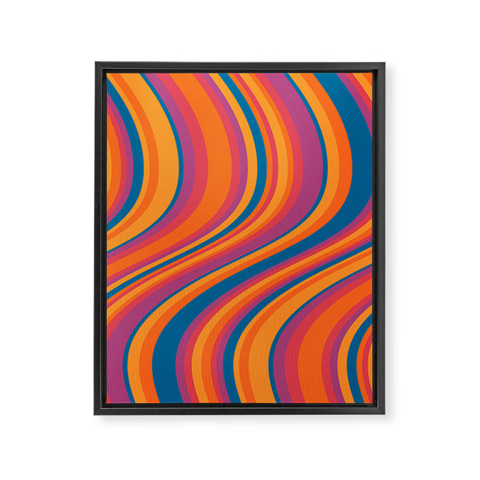 Wavy Stripes III - Retro Rainbow Framed Canvas Print Gallery Image 1