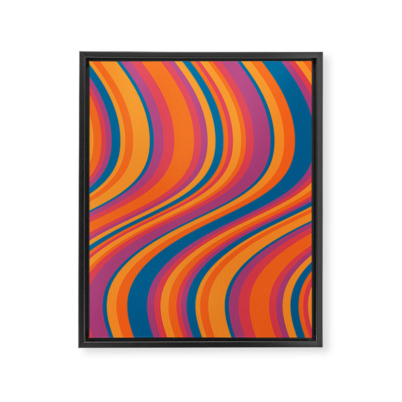 Wavy Stripes III - Retro Rainbow Framed Canvas Print Gallery Image 6