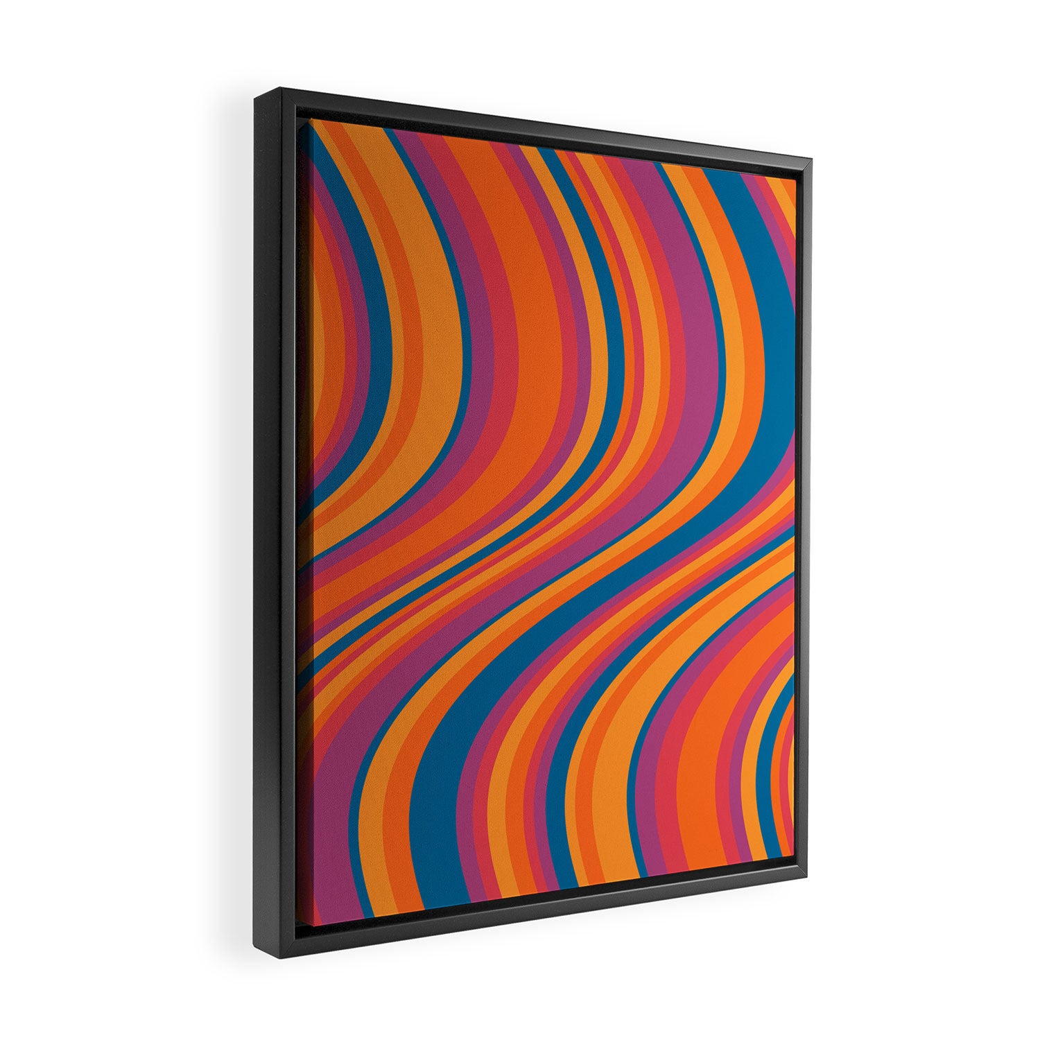 Wavy Stripes III - Retro Rainbow Framed Canvas Print Gallery Image 2