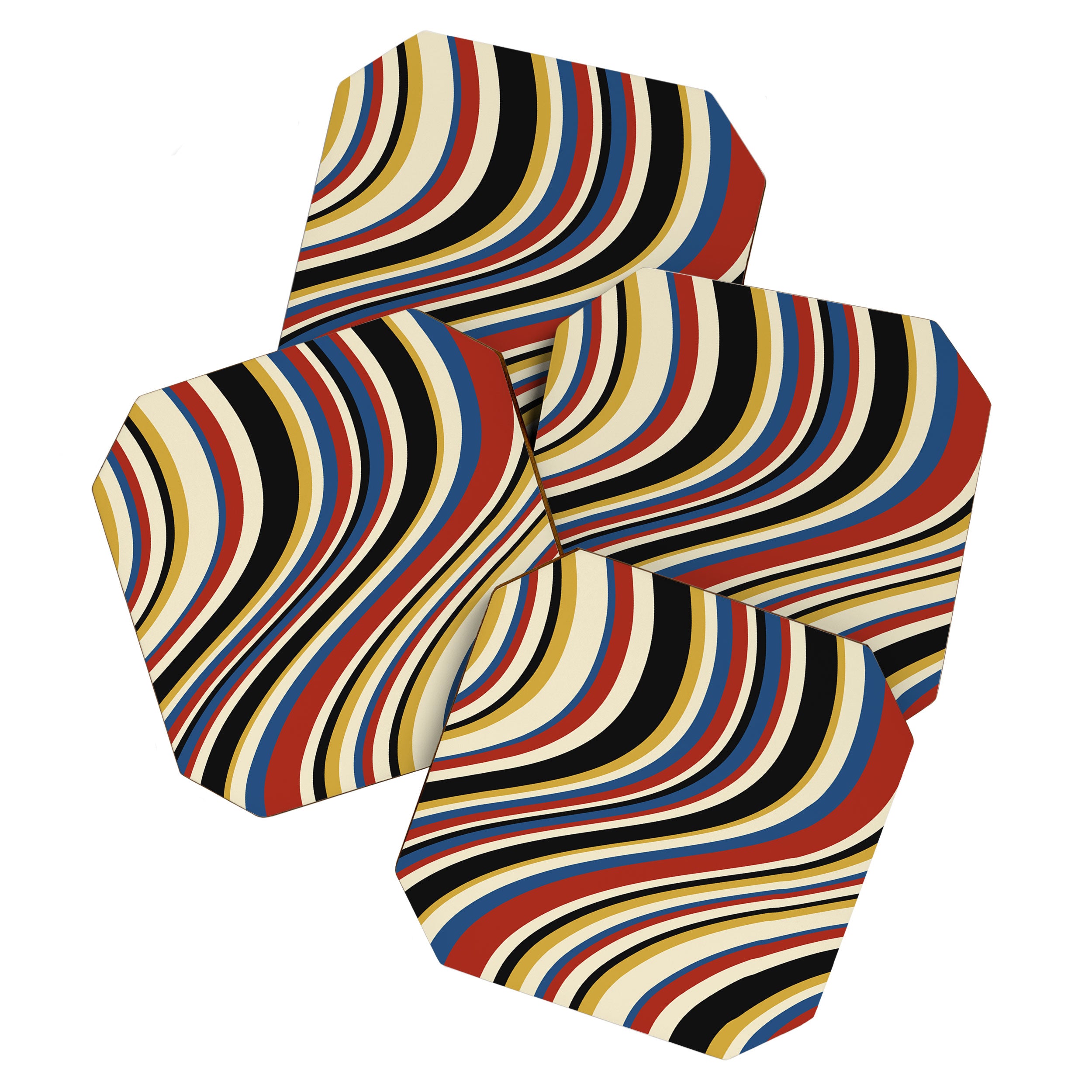 Wavy Stripes IX - Bauhaus Palette Coaster Gallery Image 1