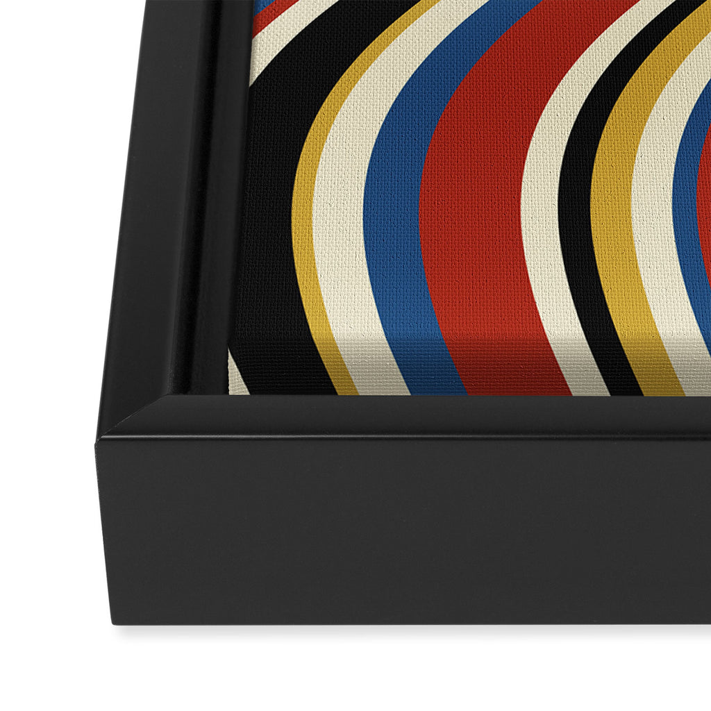 Wavy Stripes IX - Bauhaus Palette Framed Canvas Print Gallery Image 3