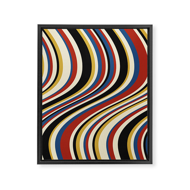 Wavy Stripes IX - Bauhaus Palette Framed Canvas Print Gallery Image 6