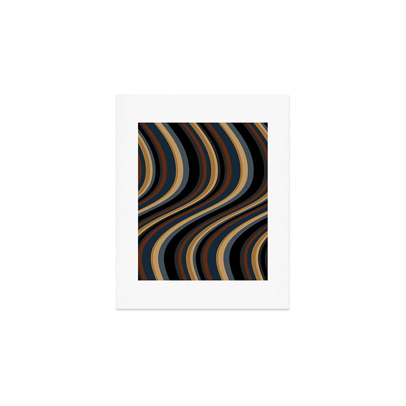 Wavy Stripes V - Dark Vintage  Art Print Gallery Image 1