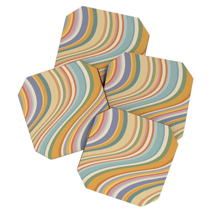 Wavy Stripes VI - Vintage Pastel Coaster Gallery Image 1