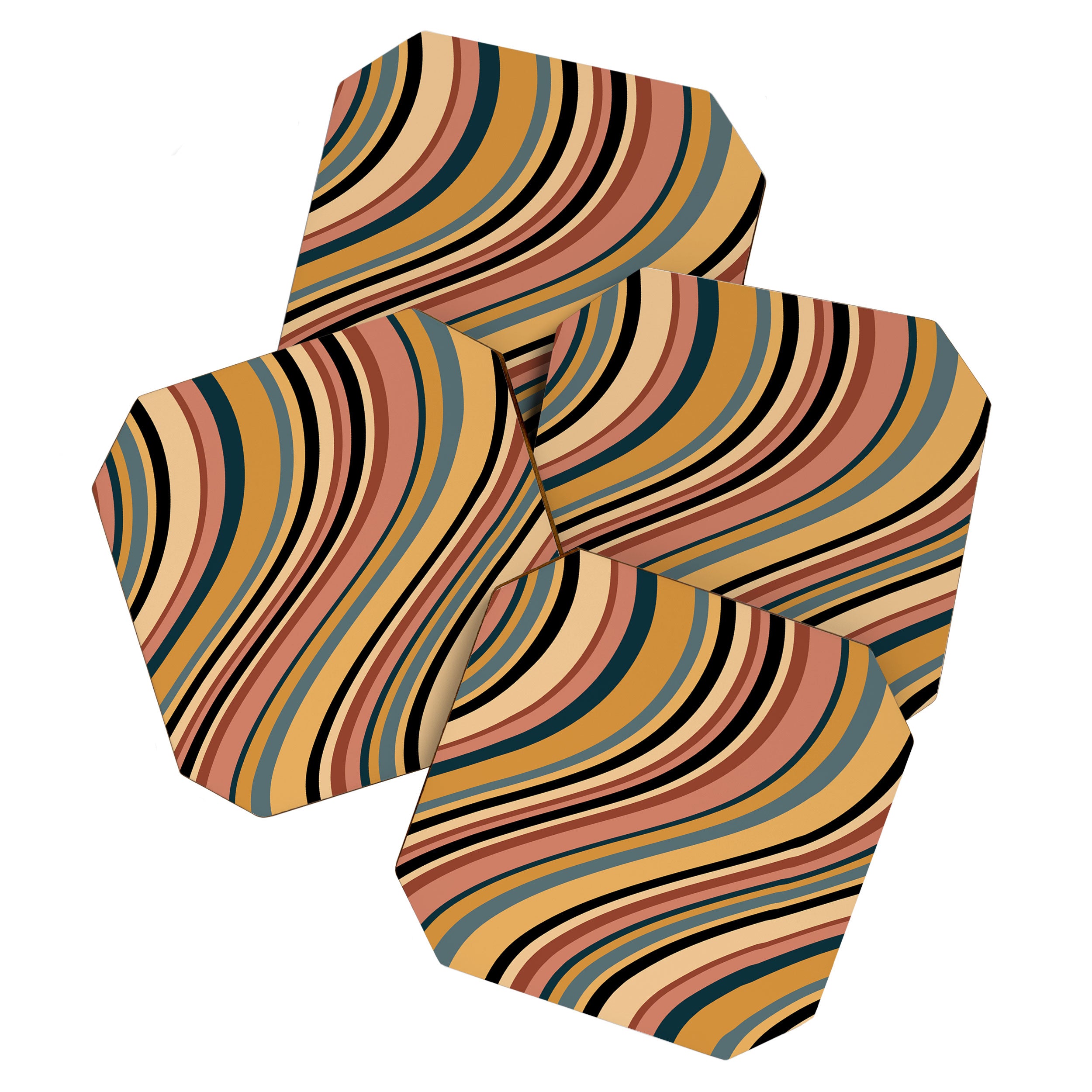 Wavy Stripes X - Vintage Neutral Coaster Gallery Image 1