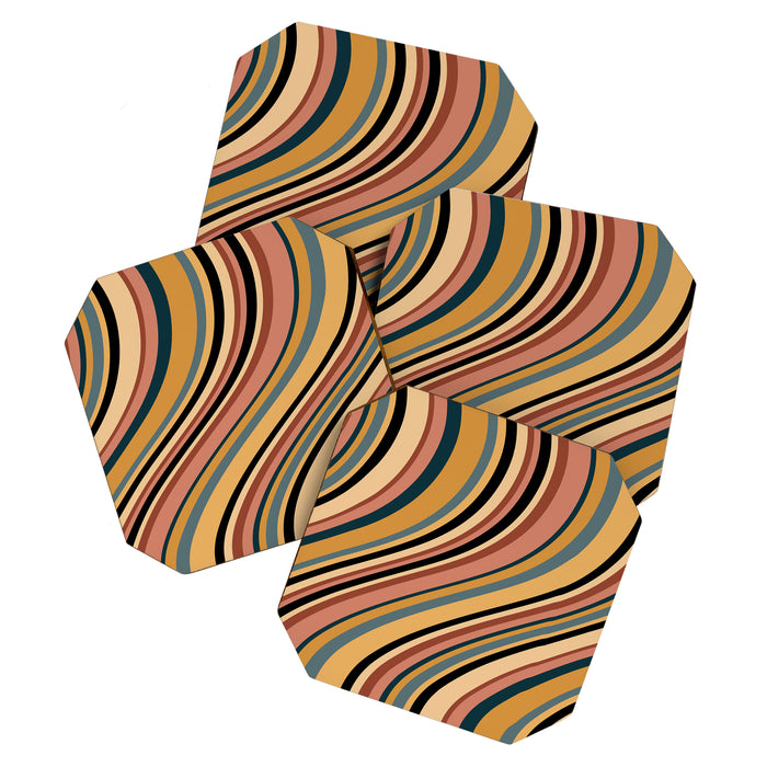 Wavy Stripes X - Vintage Neutral Coaster Gallery Image 1