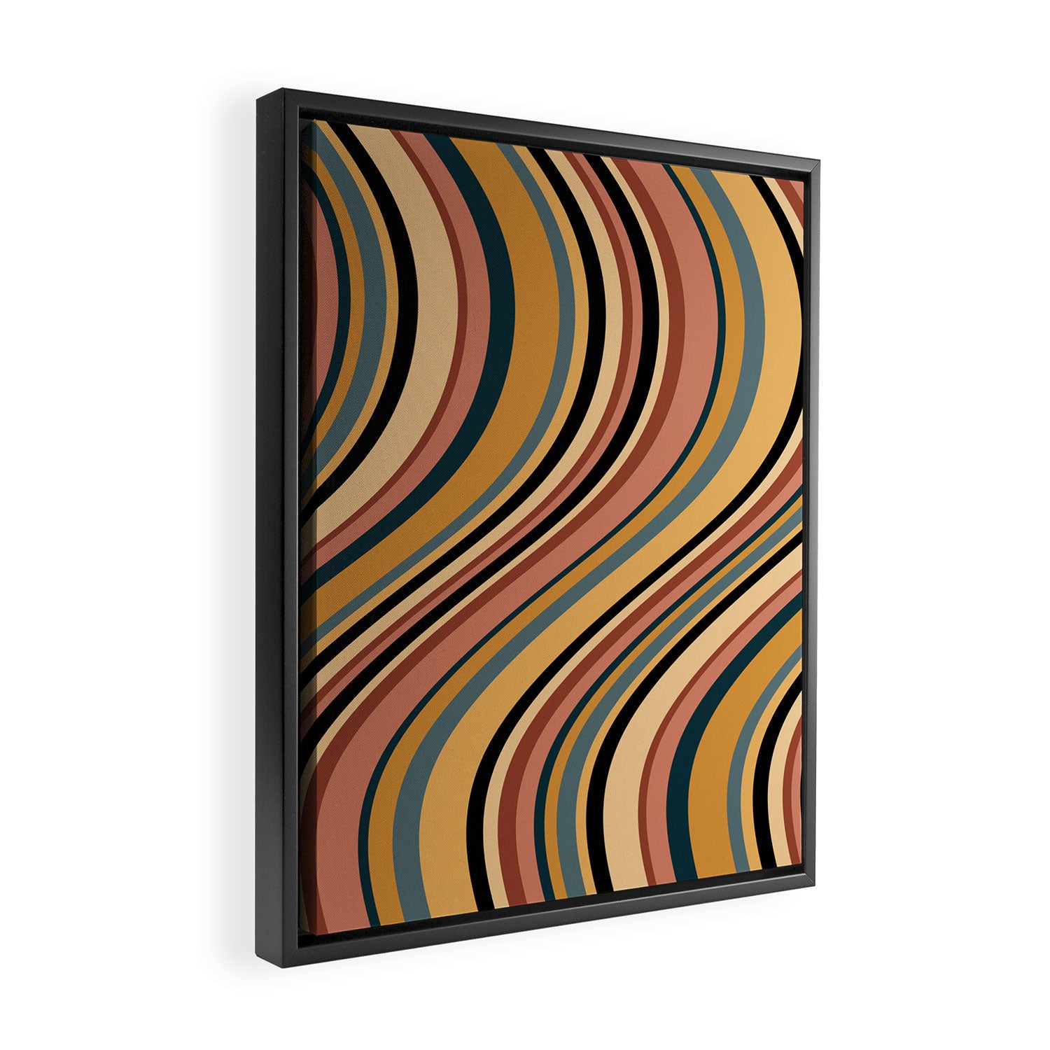 Wavy Stripes X - Vintage Neutral Framed Canvas Print Gallery Image 2