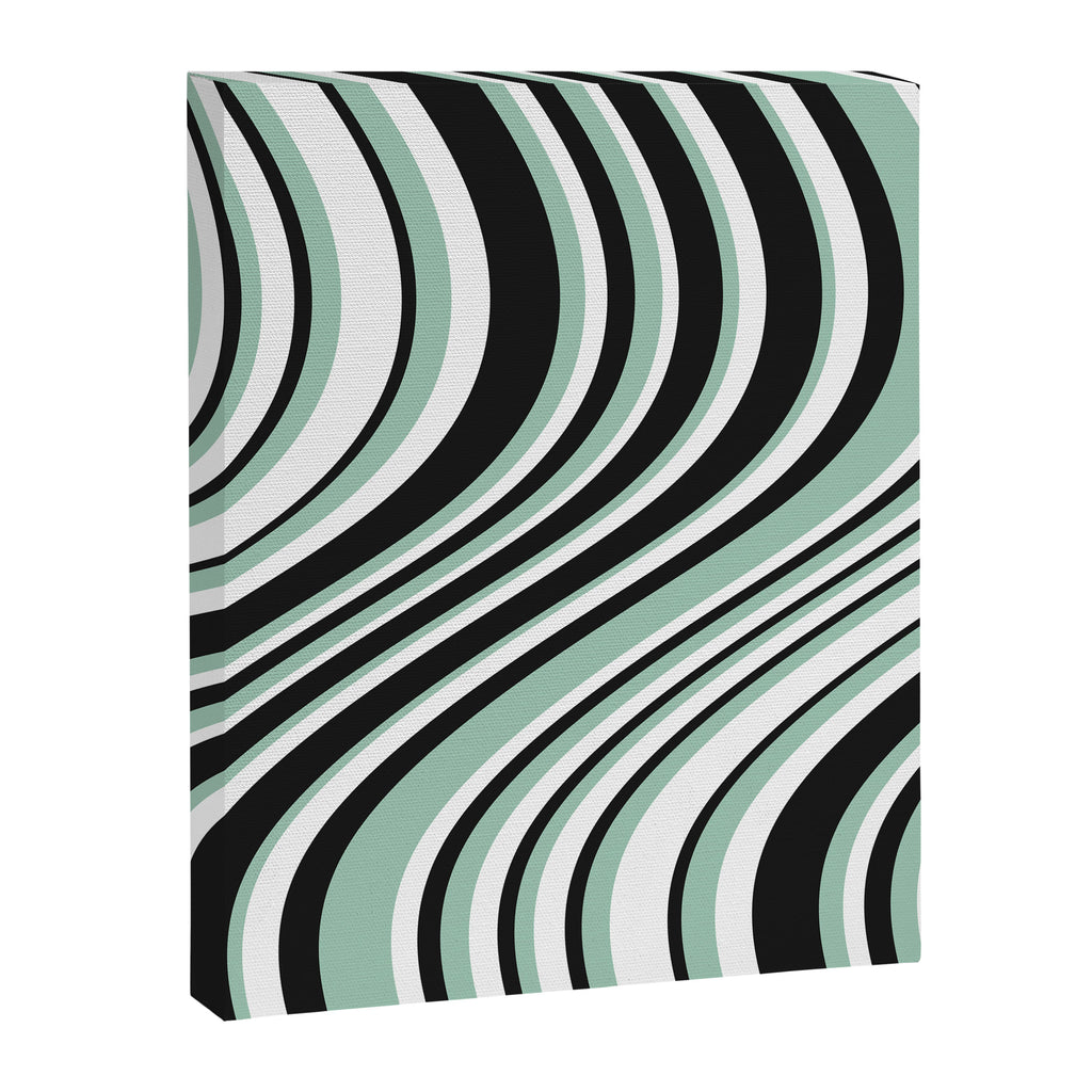 Wavy Stripes XII - Mint, Black and White Canvas Print Gallery Image 6