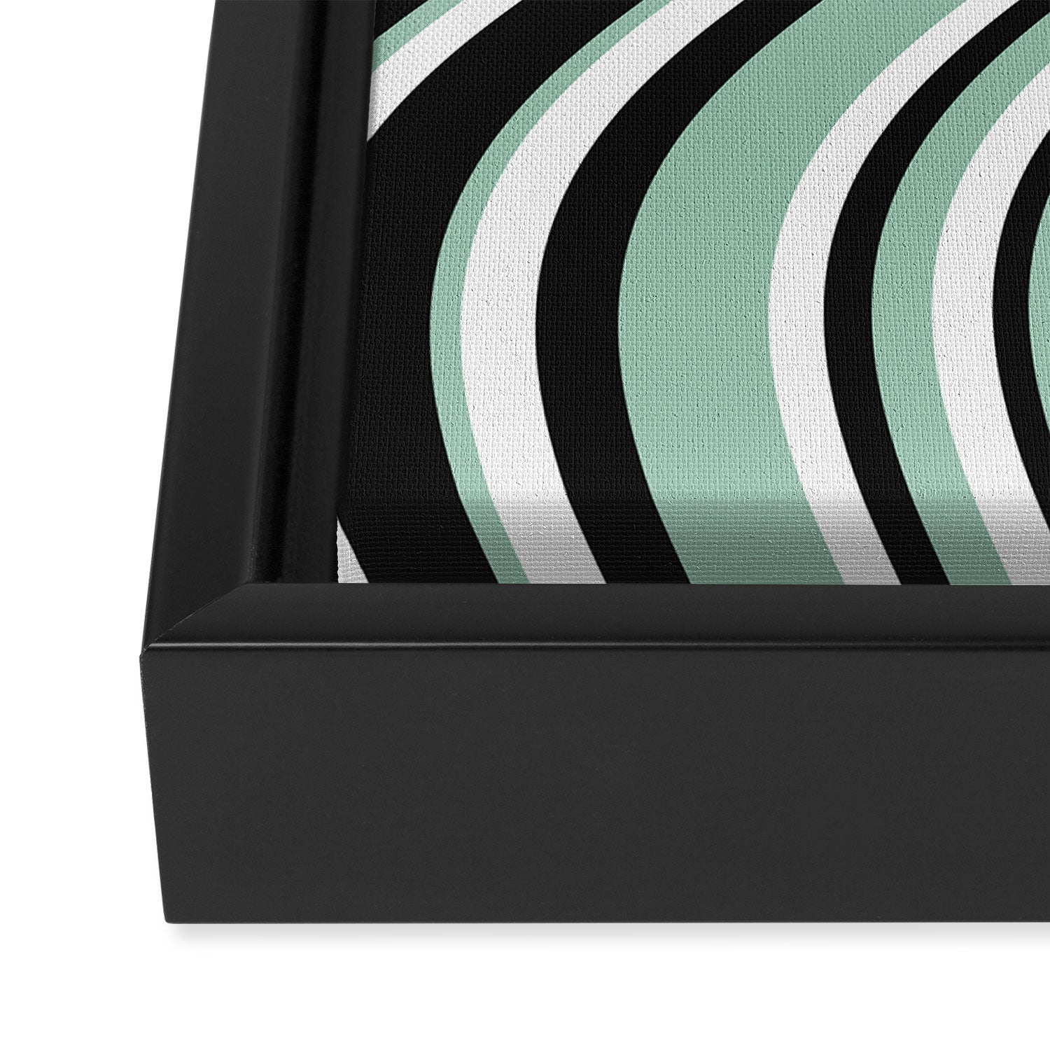 Wavy Stripes XII - Mint, Black and White Framed Canvas Print Gallery Image 3