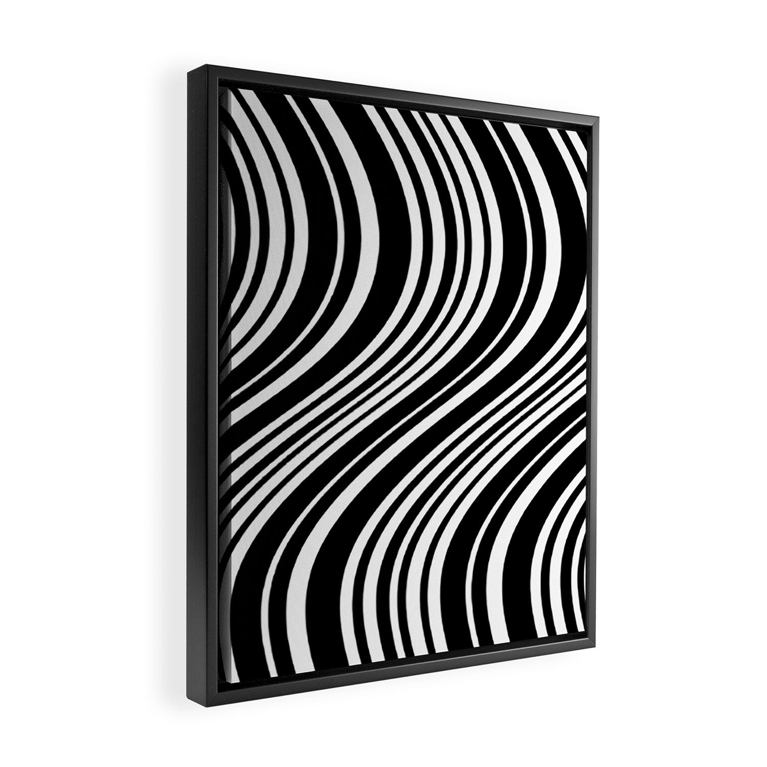Wavy Stripes XLI - Black and White Framed Canvas Print Gallery Image 2