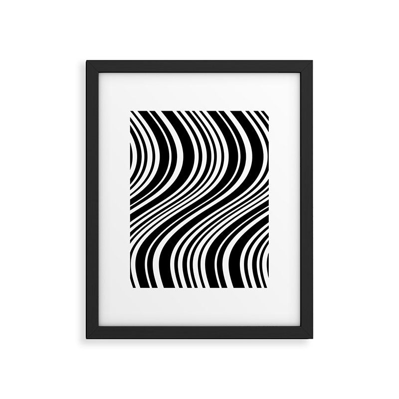Wavy Stripes XLI - Black and White Framed Art Print Gallery Image 5