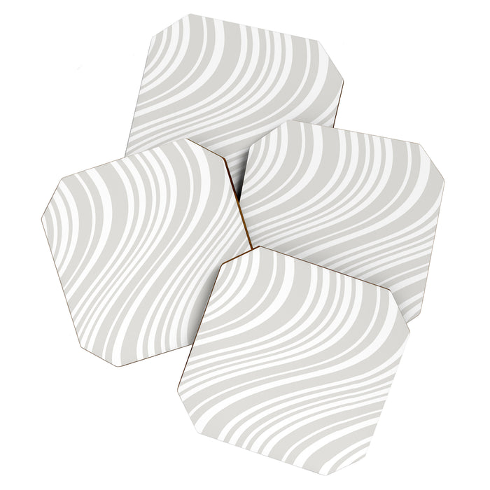 Wavy Stripes XLII - Grey and White Coaster Gallery Image 1