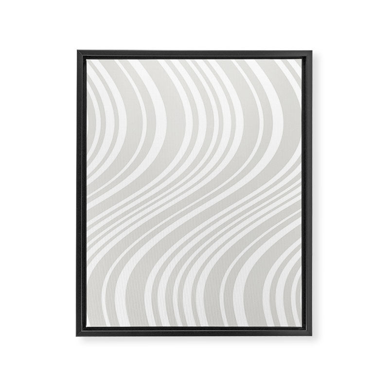 Wavy Stripes XLII - Grey and White Framed Canvas Print Gallery Image 6