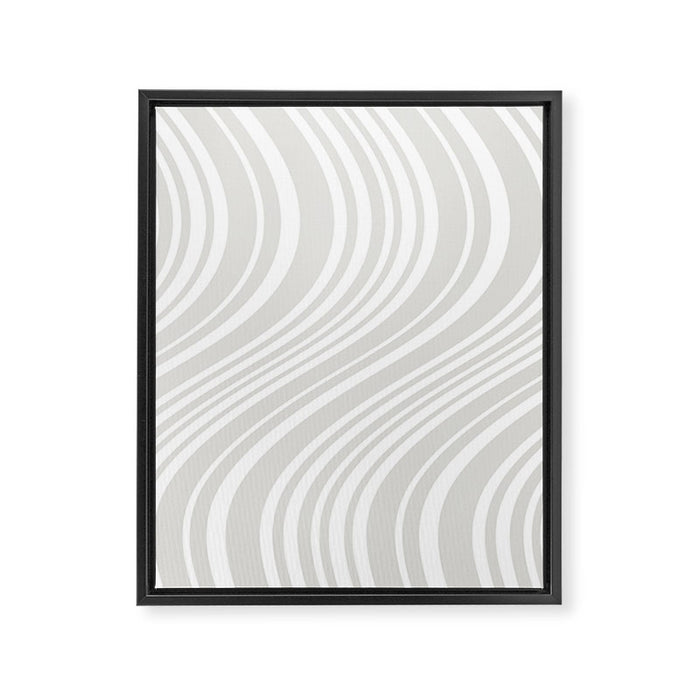 Wavy Stripes XLII - Grey and White Framed Canvas Print Gallery Image 1