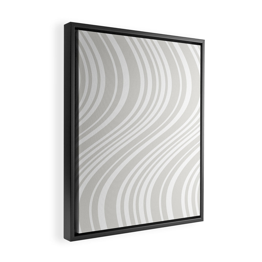 Wavy Stripes XLII - Grey and White Framed Canvas Print Gallery Image 2