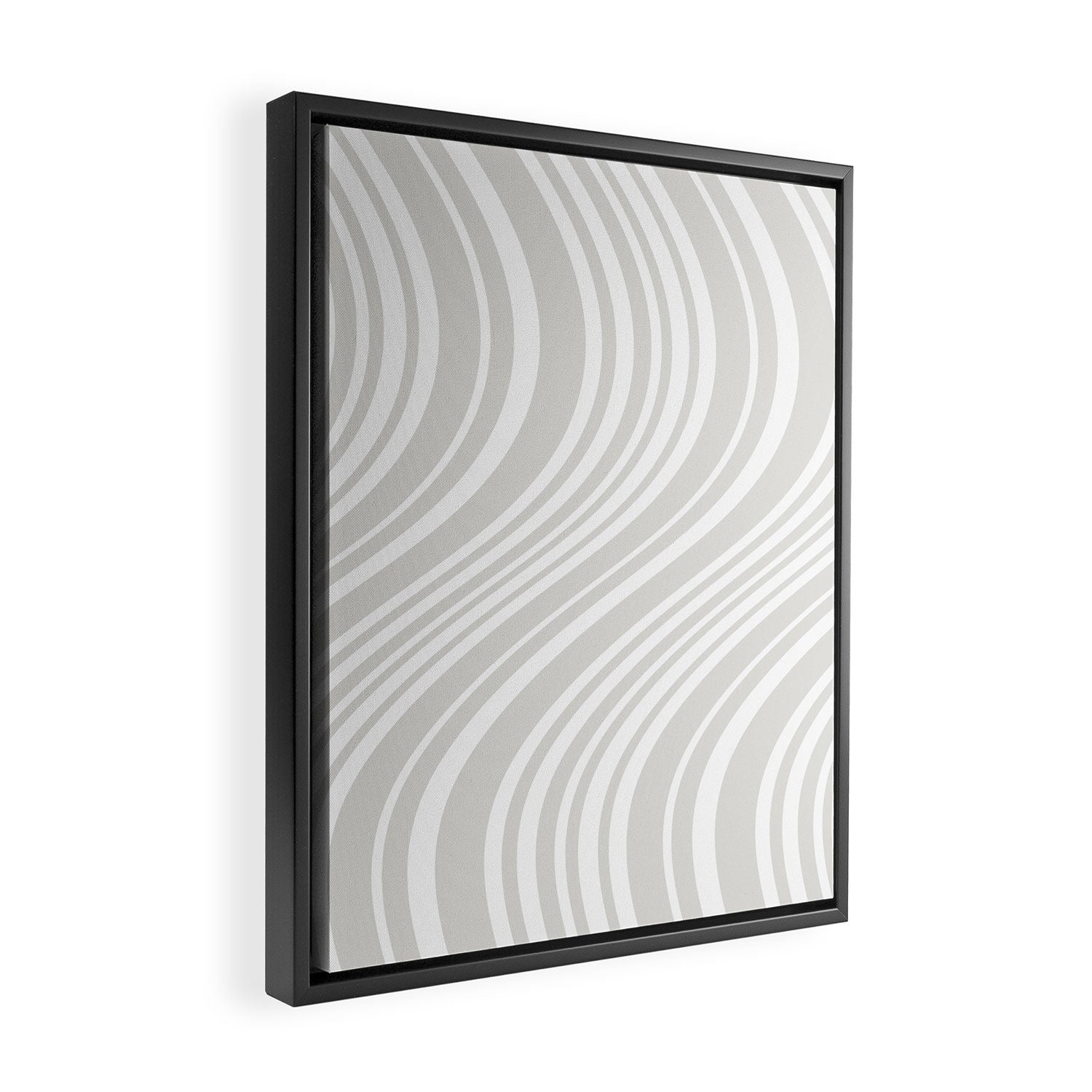 Wavy Stripes XLII - Grey and White Framed Canvas Print Gallery Image 2